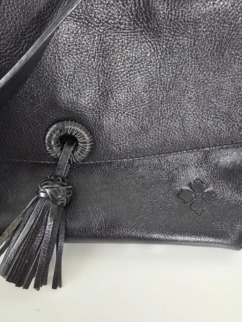 Patricia Nash Mollia Leather Top Handle Satchel Black Tassel